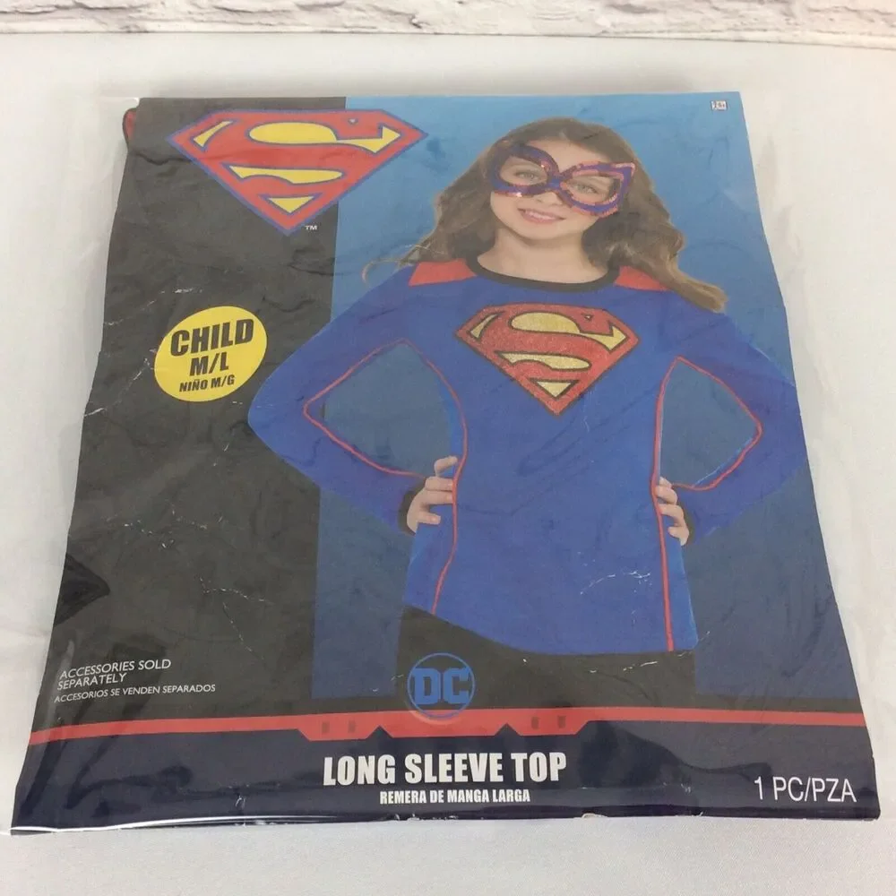 DC Superhero Girls Supergirl Costume Halloween Child's Size M/L Long Sleeve Top